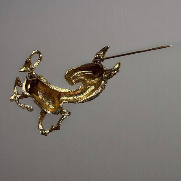 Vintage Figural Donkey/Burro/Mule gold-tone brooch W/ Garnet Eye Democrat - Picture 4 of 6